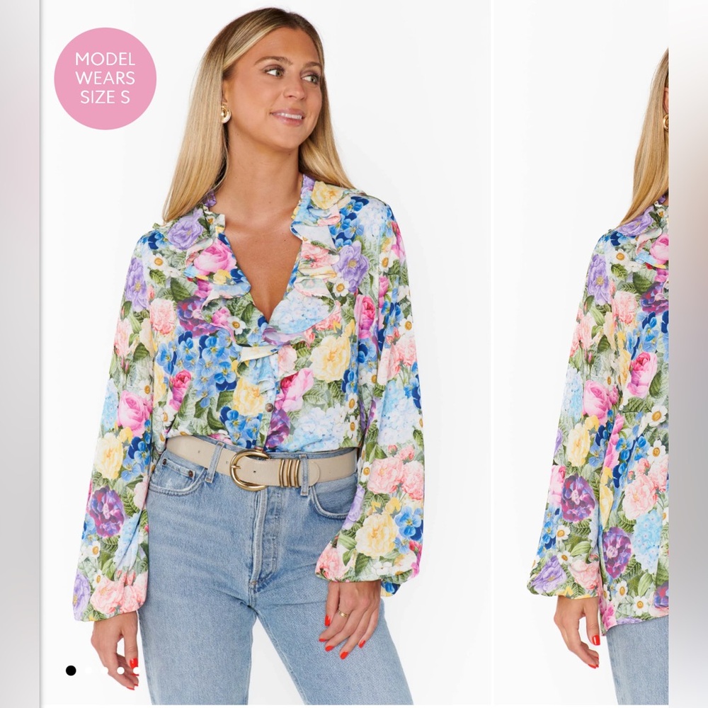 Show Me Your MuMu Suki Multicolor Floral Ruffle Top